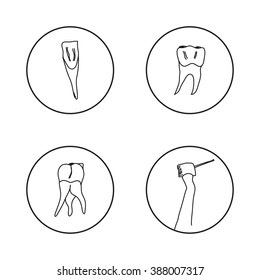 Dentist doodles icons set. Hand drawn.