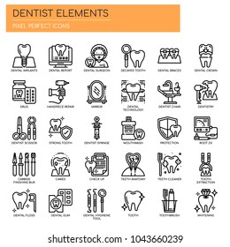 Dentist Elements , Thin Line and Pixel Perfect Icons
