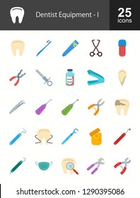 Dentist Equipment Flat Icons