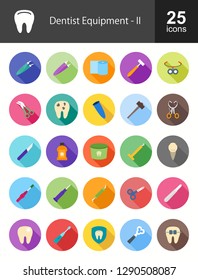 Dentist Equipment Flat Icons