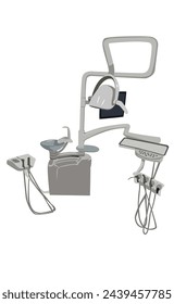 Dentist equipment isolated on white background.