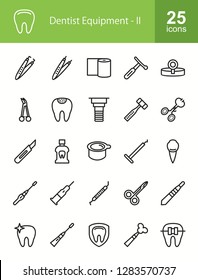 Dentist Equipment Line Icons