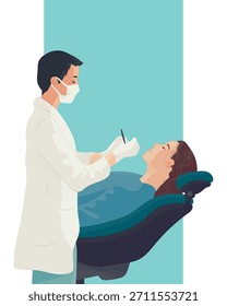 O dentista examina os dentes do paciente