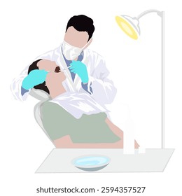 a dentist is examining his patient's teeth without a background