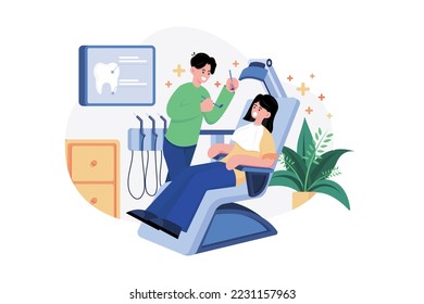 Dentist Examining A Patient Illustration concept. A flat illustration isolated on white background