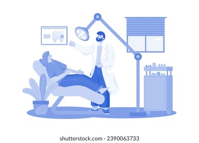 Dentist Examining A Patient Illustration concept on white background