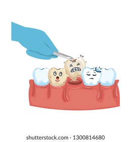 dentist extracting tooth with pliers