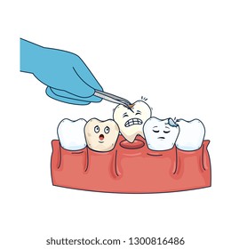 dentist extracting tooth with pliers
