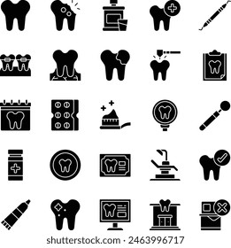 Dentist fill icon set vector illustration stock