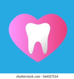 Dentist flat vector sign,love heart