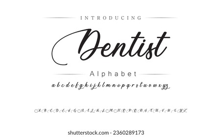 Fuente Dentista. Alfabeto. Script. Typeface. Etiqueta .Tipo de letra vintage. Para etiquetas y diseños de tipos diferentes