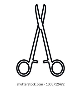 Icono de los fórceps dentistas. Símbolo de esquema de diseño de bifurcación para diseño web aislado en fondo blanco