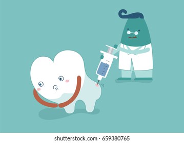 Dentist going to inject tooth, concept of dental 
