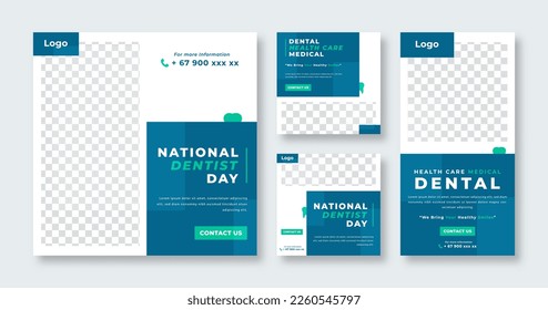 Dentist and Health Care Medical Social Media Post for Online Marketing Promotion Banner, Story and Web Internet Ads Flyer