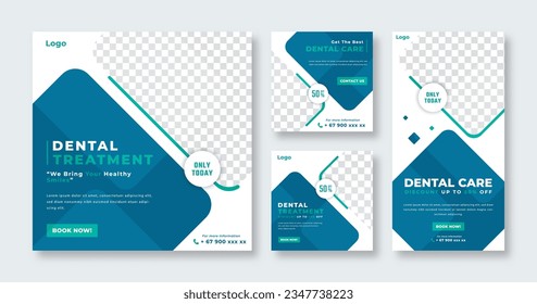 Dentist and Health Care Medical Social Media Post for Online Marketing Promotion Banner, Story and Web Internet Ads Flyer