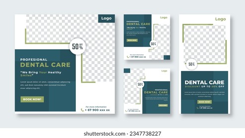 Dentist and Health Care Medical Social Media Post for Online Marketing Promotion Banner, Story and Web Internet Ads Flyer