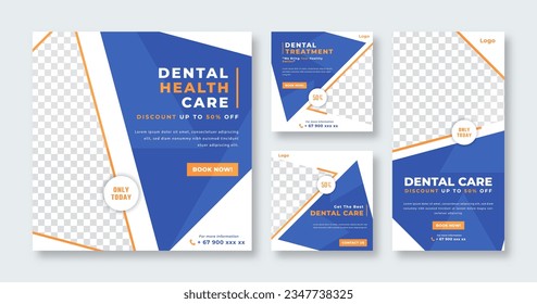 Dentist and Health Care Medical Social Media Post for Online Marketing Promotion Banner, Story and Web Ads Flyer