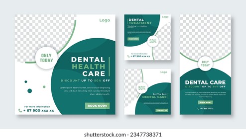 Dentist and Health Care Medical Social Media Post for Online Marketing Promotion Banner, Story and Web Internet Ads Flyer