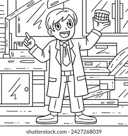 Dentist Holding Dentures Coloring Page for Kids