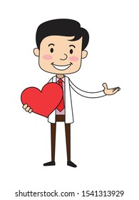 Dentist - Holding a Heart and Showing with Hand