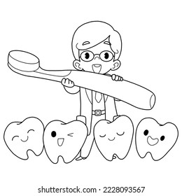 Dentist holding a large toothbrush