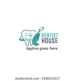 Dentist house vector logo, dentistry logo design