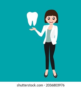Dentist and Human teeth. Dental care background. Vector illustration.
