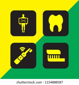 dentist icon. 4 dentist set with radiography, tooth and toothbrush vector icons for web and mobile app