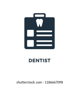 Dentist icon. Black filled vector illustration. Dentist symbol on white background. Can be used in web and mobile.