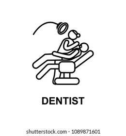 dentist icon. Element of treatment with name for mobile concept and web apps. Thin line dentist icon can be used for web and mobile. Premium icon on white background