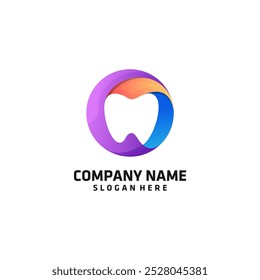 Zahnarzt-Logo-Design mit abstrakter Kreisform.