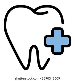 Dentist Icon Oral Health and Dental Care in Flat Line Color Style.