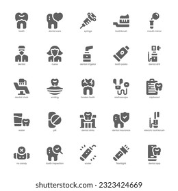 Dentist Icon pack for your website design, logo, app, and user interface. Dentist Icon glyph design. Vector graphics illustration and editable stroke.