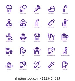 Dentist Icon pack for your website design, logo, app, and user interface. Dentist Icon basic line gradient design. Vector graphics illustration and editable stroke.