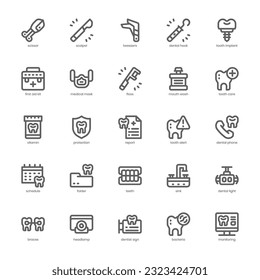 Dentist Icon pack for your website design, logo, app, and user interface. Dentist Icon outline design. Vector graphics illustration and editable stroke.