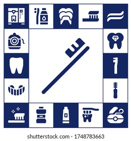 dentist icon set. 17 filled dentist icons.  Simple modern icons such as: Tooth, Dental floss, Toothbrush, Gum shield, Floss, Tooth Brush, Mouthwash, Dental, Toothpaste