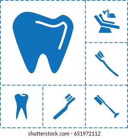 Dentist icon. set of 6 dentist filled icons such as toothbrush, tooth, tooth brush