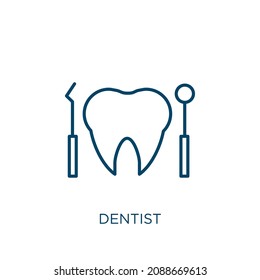 dentist icon. Thin linear dentist outline icon isolated on white background. Line vector dentist sign, symbol for web and mobile