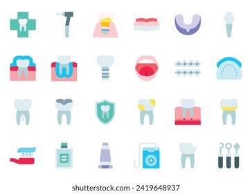 Dentist icon vector set. Dentist icon set. Dentist flat color icon collection