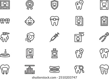 Dentist icons collection is a vector illustration with editable stroke.