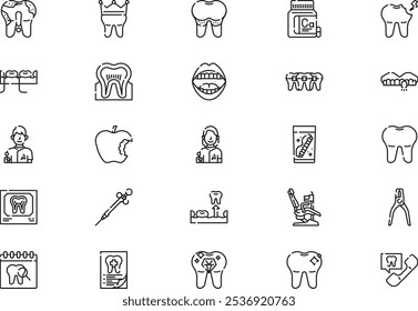 Dentist icons collection is a vector illustration with editable stroke.