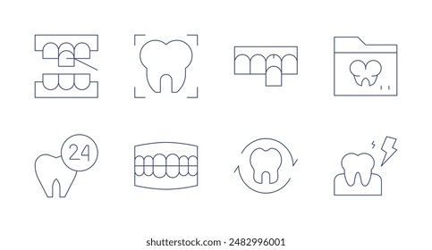 Dentist icons. Editable stroke. Containing dentalveneer, dentist, dentures, filesandfolders, teeth, tooth, toothache, xray.