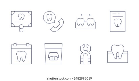 Dentist icons. Editable stroke. Containing certificate, dentalcare, dentist, denture, pliers, tooth, xray.