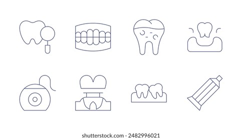 Dentist icons. Editable stroke. Containing checkup, dentalfloss, denture, implant, teeth, tooth, toothextraction, toothpaste.