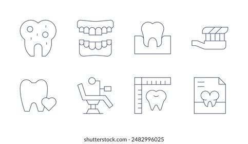 Dentist icons. Editable stroke. Containing cavity, dentalcare, dentistchair, teeth, tooth, toothbrush, xray.