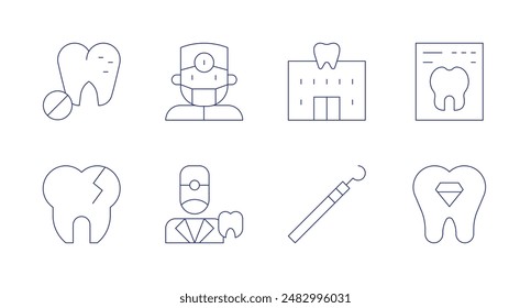 Dentist icons. Editable stroke. Containing caries, dental, dentist, hospital, periodontalscaler, tooth.