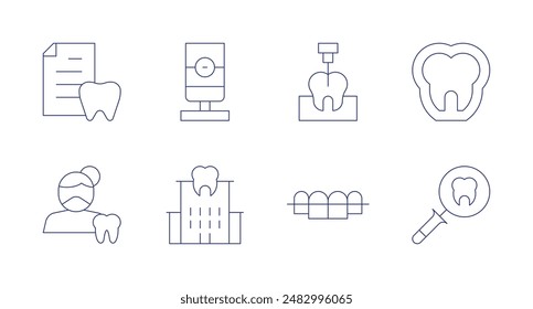 Dentist icons. Editable stroke. Containing braces, dental, dentist, endodontist, hospital, search, tooth.