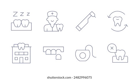 Dentist icons. Editable stroke. Containing anesthesia, dentalclinic, dental, dentist, drill, floss, remove, tooth.