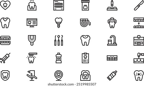 Dentist icons High-Quality Vector Icons Collection with Editable Stroke. Ideal for Professional and Creative Projects.