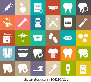 Dentist icons, medical symbols, vector doctor icons, teeth or tooth care